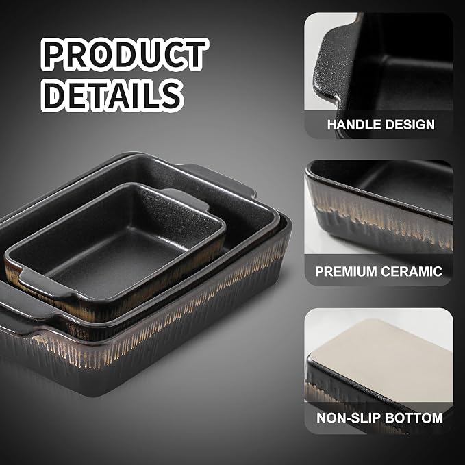 KOOV Bakeware Set, Ceramic Baking Dish, Rectangular Baking Pans Set, Casserole - Image 2