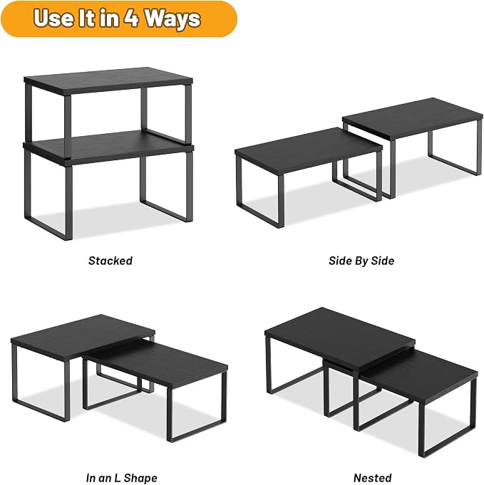 Kitchen Cabinet Organizer Shelf Set of 4, Sturdy Kitchen Counter Shelves - Image 7