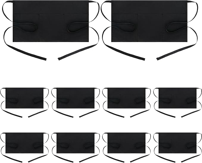BOHARERS 10 Pack Black Waitress Aprons Server Apron by BOHARERS