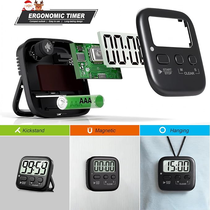 Antonki 2 Pack Digital Timer for Kids, Magnetic Countdown Kitchen Timers for - Image 5
