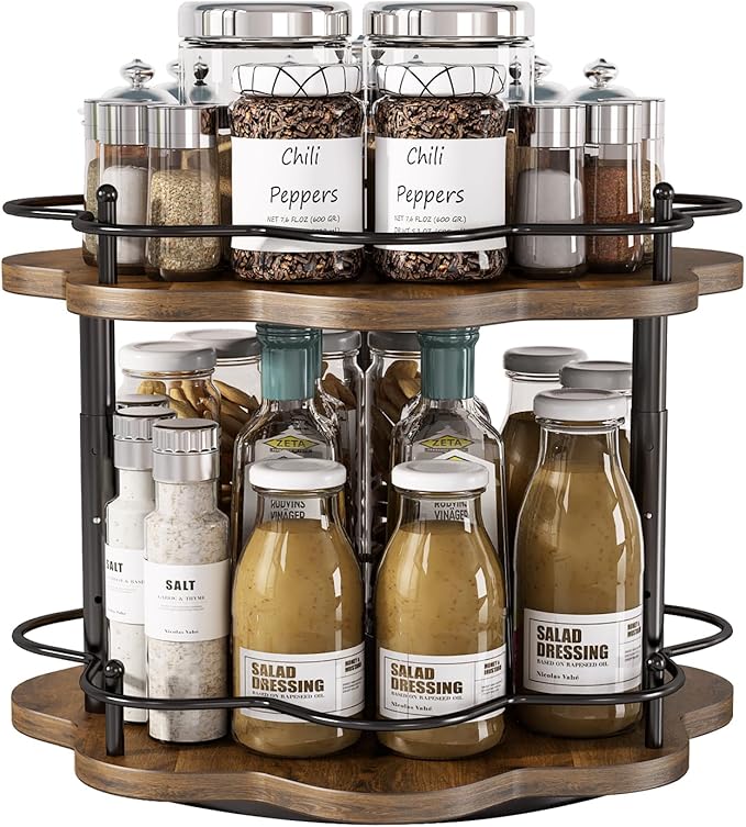 2 Tier Lazy Susan Organizer, 2-Tier Spinning Spice Rack by LIAISIMI
