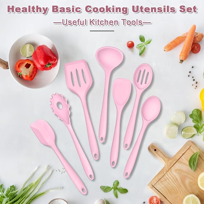 TeamFar Silicone Cooking Utensil Set of 7, Kitchen Nonstick Tools Turner Spoon - Image 5