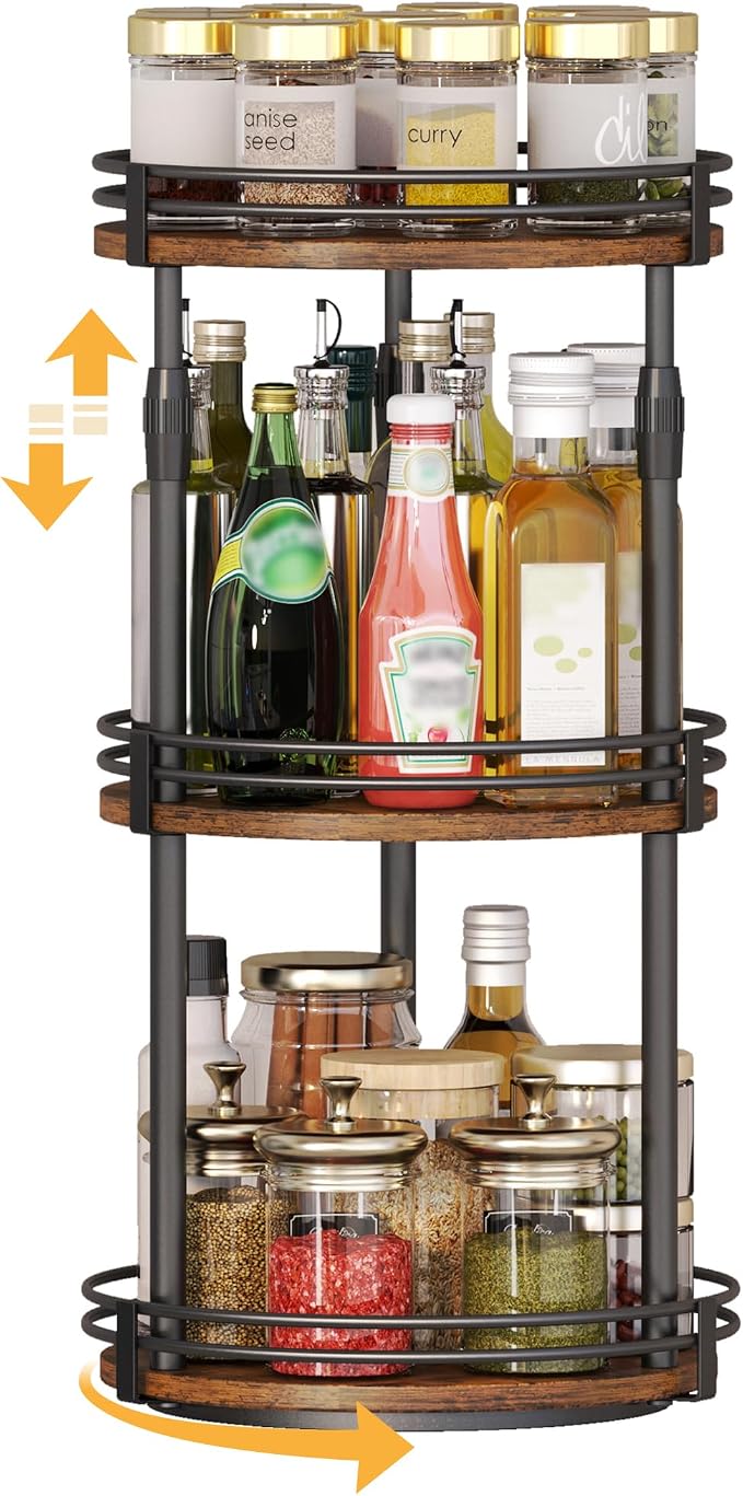 Across-Star Lazy-Susan-Organizer-Spice-Rack, 3-Tier Rotating Spice Organizer by Acorss-Star
