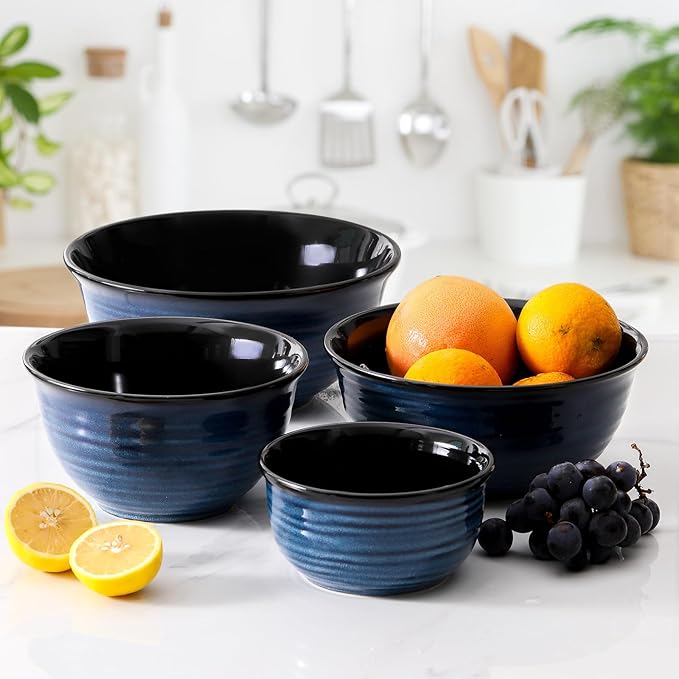 HASENSE Mixing Bowls for Cooking, Ceramic Serving Dishes Set of 4 for Salad - Image 2