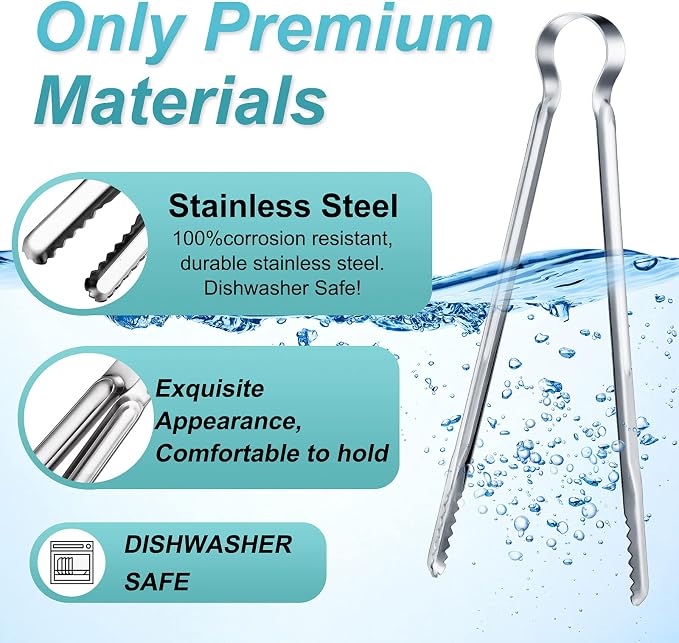 Chengu 3 Pieces 8.7 Inch, 11.7inch Kitchen Tongs Set Stainless Steel Tongs - Image 3
