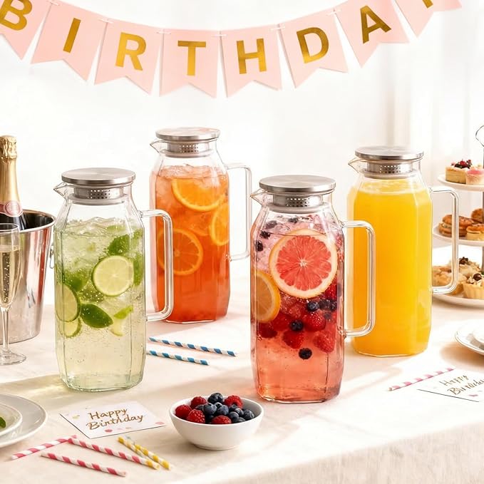 2 Pack 2 Liters 68 oz Square Glass Pitcher - Image 7