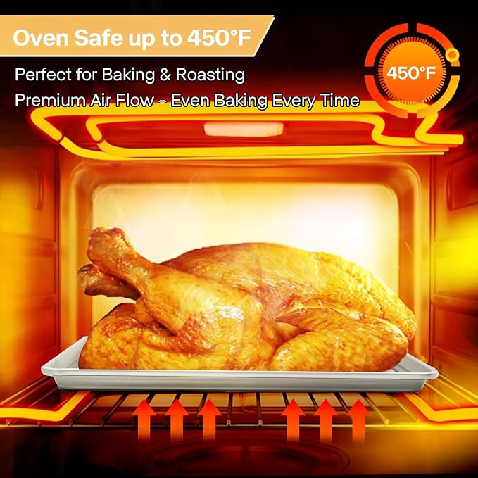 3-Piece Non-Stick Baking Sheet Set | PFOA/PFOS/PTFE-Free, 0.8mm Heavy-Duty Steel - Image 5