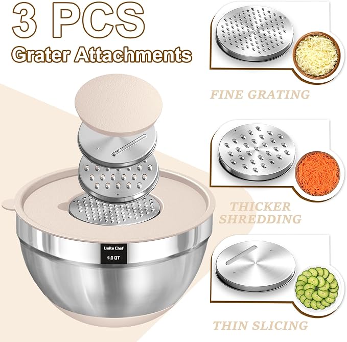 Umite Chef Mixing Bowls with Airtight Lids Set, Non-Slip Bottoms, 1.5QT - Image 3