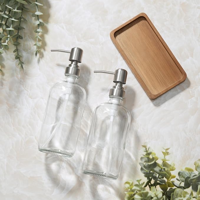 Clear Glass Soap Dispenser Set - Image 3