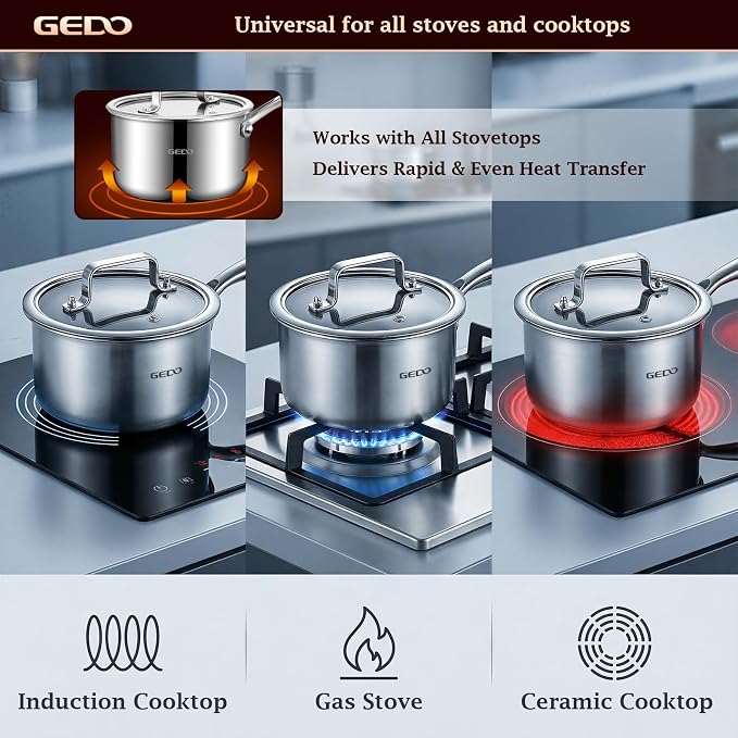 GEDO 3-Ply 304 Stainless Steel Saucepan - Image 5
