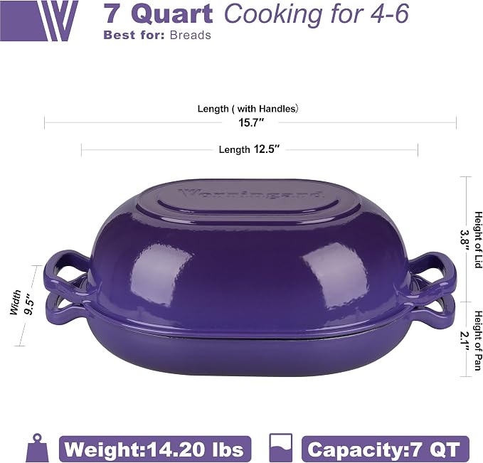 VORRINGARD Enameled Cast Iron Sourdough Bread Oven, Dutch Oven, Loaf Cast Iron - Image 2