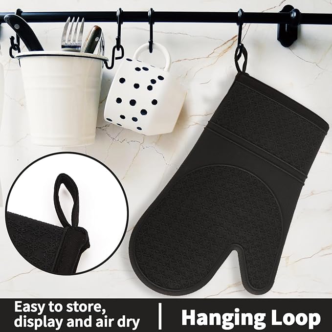 Hovico Silicone Oven Mitts, Heat Resistant 500F Kitchen Mitts 2PCS, 11.6" - Image 6