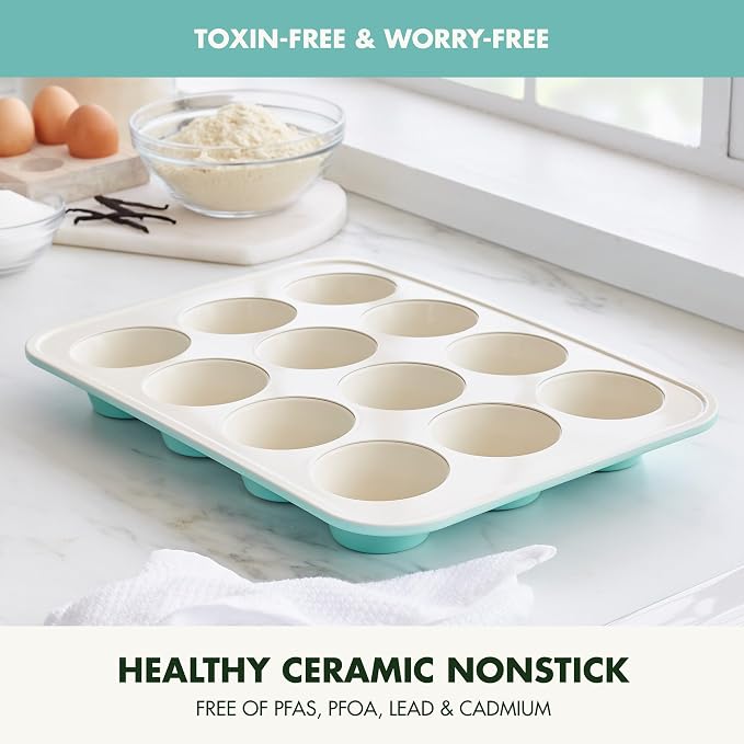 GreenPan Bakewell 12-Cup Muffin Pan, Healthy Ceramic Nonstick Bakeware - Image 2