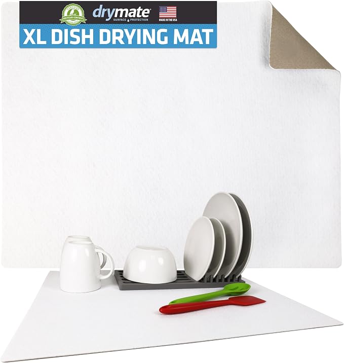 Drymate Jumbo XL Dish Drying Mat, Low-Profile, Super Absorbent, Quick Dry Fabric by Drymate