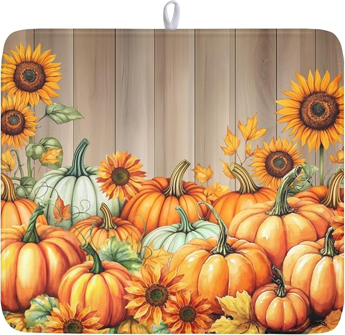 Fall Orang Pumpkin Dish Drying Mat by Unknown