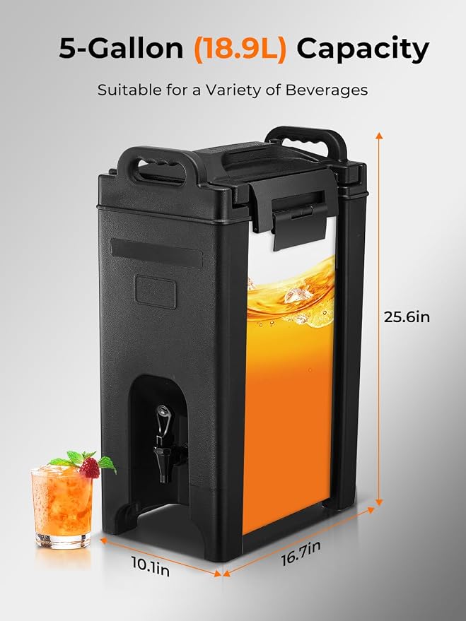 Insulated Beverage Dispenser 5 Gal, Commercial Hot/Cold Drink Dispenser - Image 3