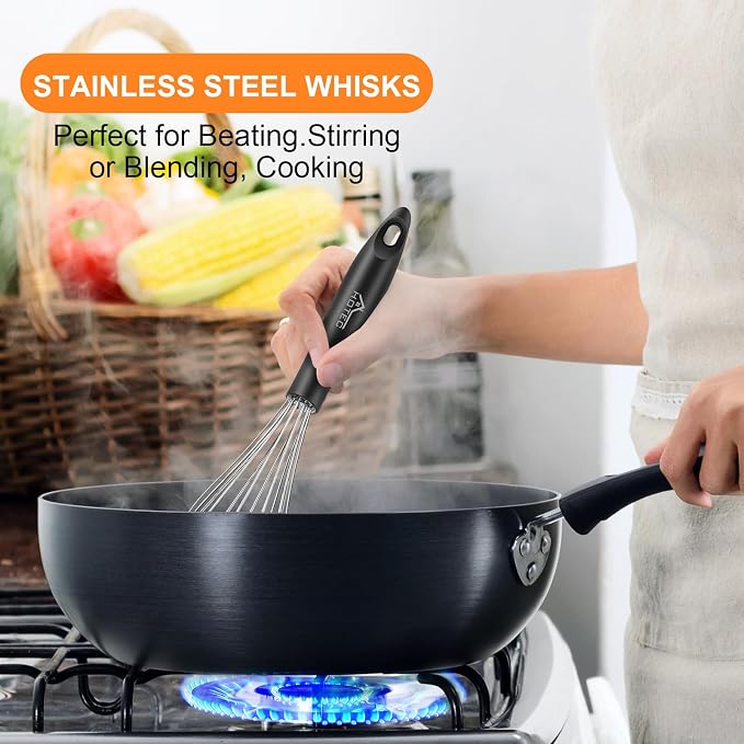 HOTEC 4 Pieces Stainless Steel Whisks Set, Wire Balloon Whisks Egg Beater - Image 7