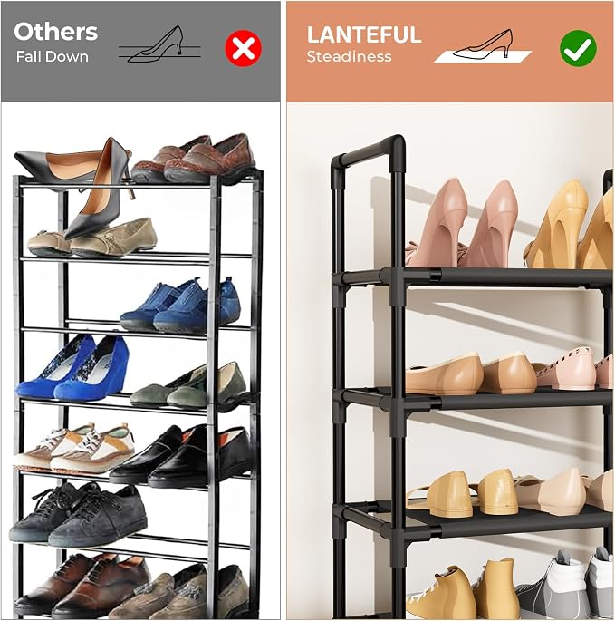 LANTEFUL 7 Tiers Shoe Rack 18-20 Pairs Boots Organizer Storage Sturdy Narrow - Image 6