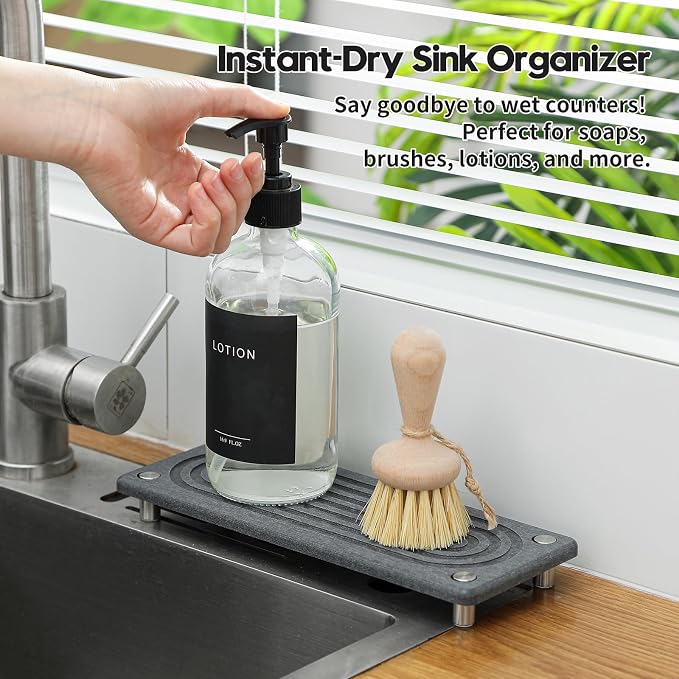 Razborci Water Absorbing Stone Sink Caddy Kitchen Sink Organizer Tray, - Image 5