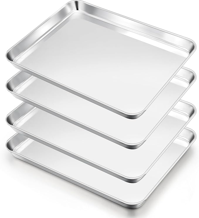 E-far Cookie Sheets Set of 4, 18”x13” Stainless Steel Baking Sheet Pans by E-far