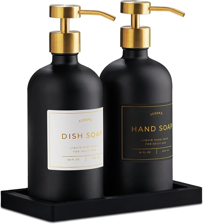 Glass Soap Dispenser Set of 2 by Unknown