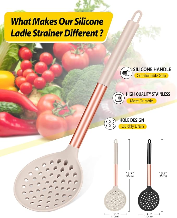 Kitchen Ladle Strainer Set of 2 Large Slotted Spoon - Image 2