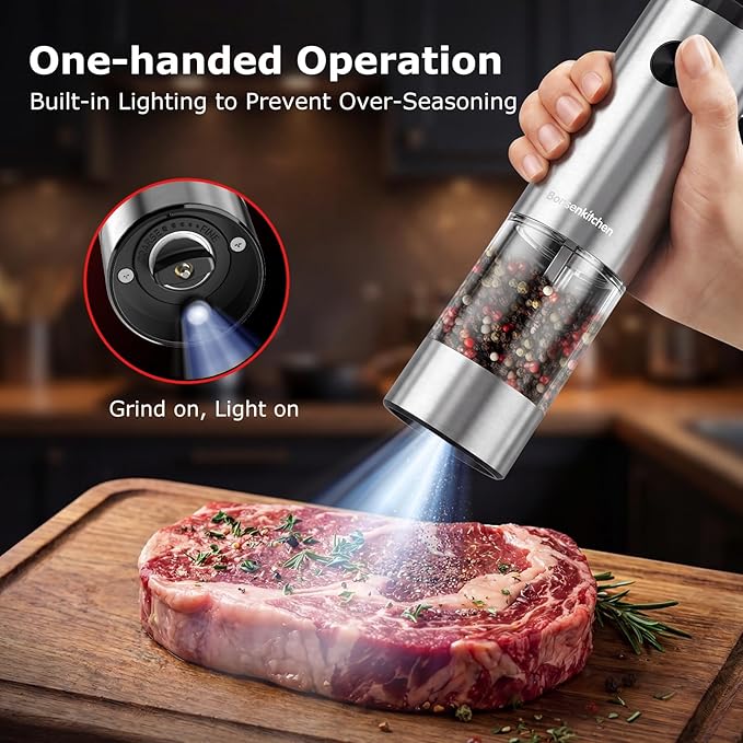 Bonsenkitchen Electric Salt and Pepper Grinder Set, 95ml Large Capacity - Image 2