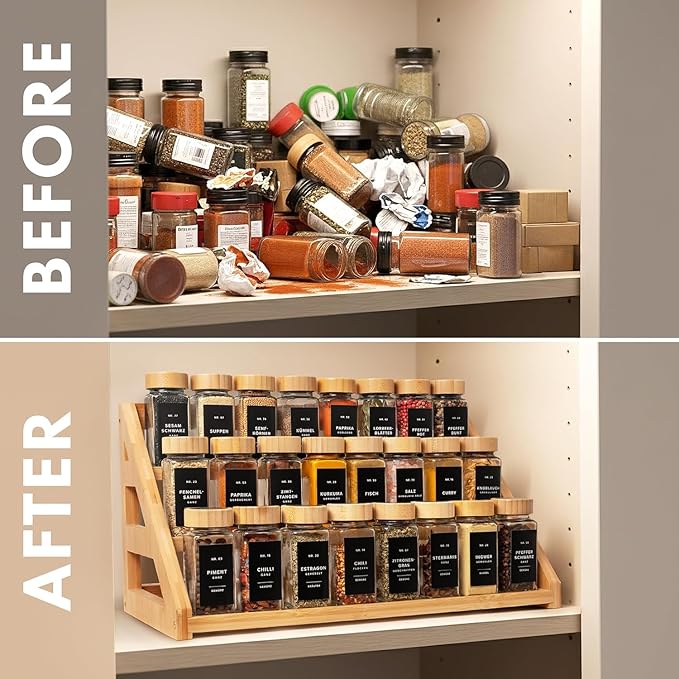 Spice Rack, Spice Organizer -3 Tier Bamboo Spice Racks, Solution - Image 5