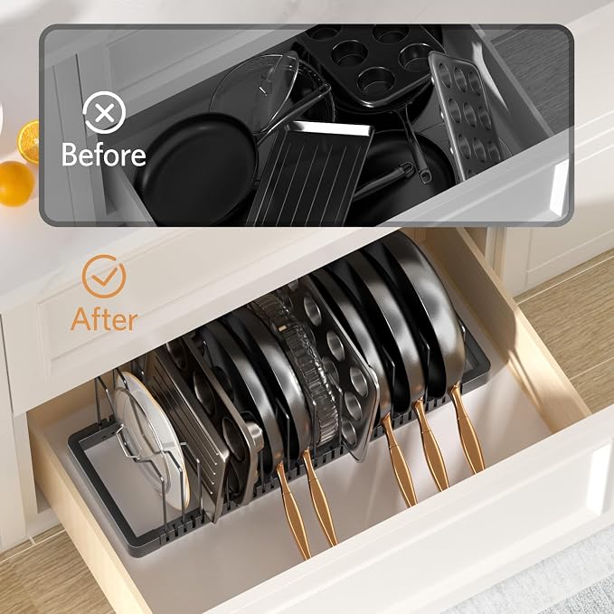 PanPanPal Pots and Pans Organizer under Cabinet, Expandable Pot Lid Organizer - Image 5