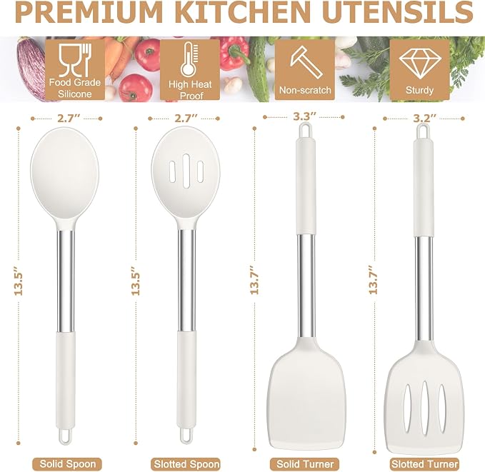 TeamFar Kitchen Utensils, for Nonstick Cookware Frying/Flipping/Draining - Image 2
