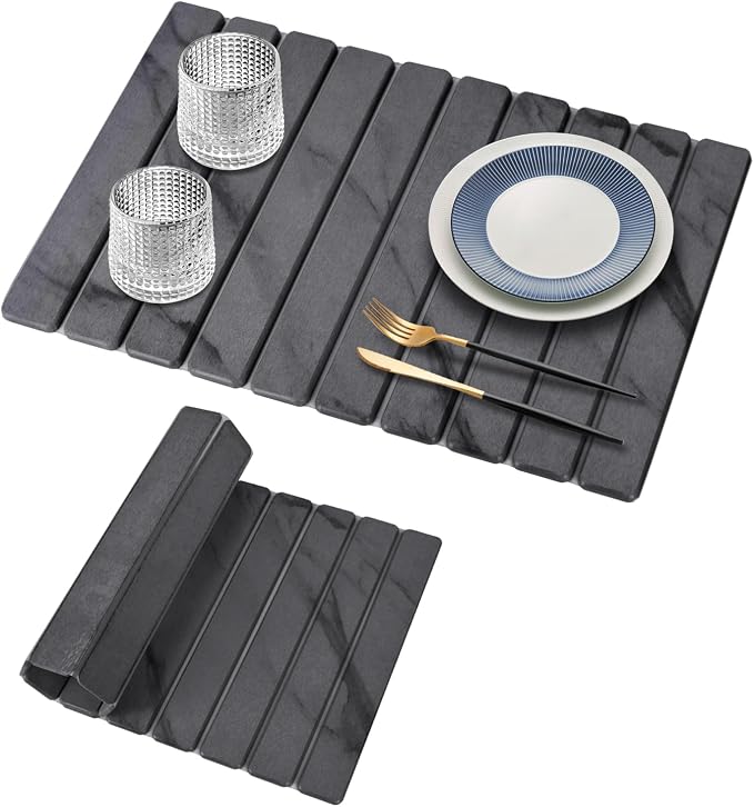 Large Stone Dish Drying Mats for Kitchen Counter, Drying Collapsible Dish by tdcokhe