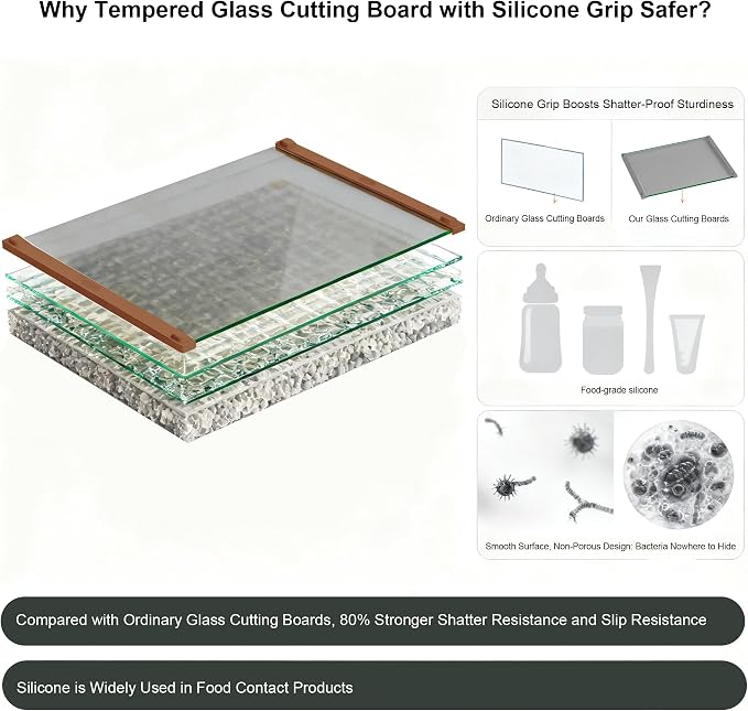 Glass Cutting Boards for Kitchen, European Grey Glass Paired - Image 6