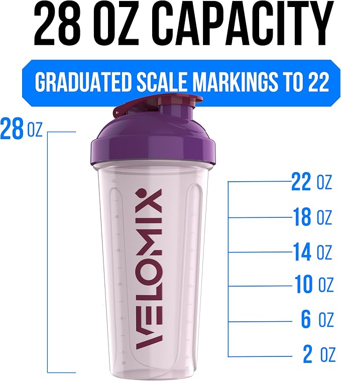 VELOMIX -2 Pack- 28 oz Protein Shaker Bottles - Image 4