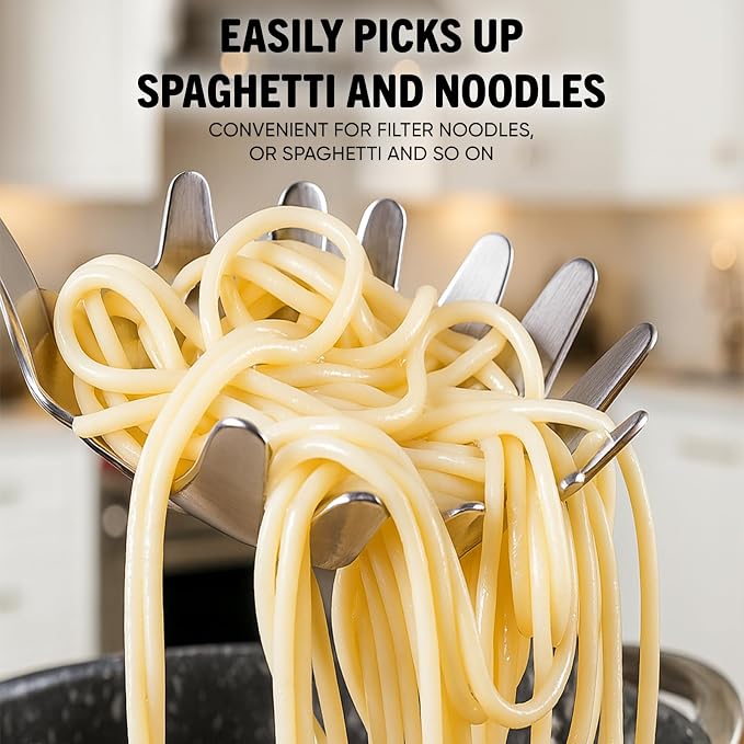 Newness 304 Stainless Steel Spaghetti Server and Spaghetti Tong, Pasta Spoon - Image 4