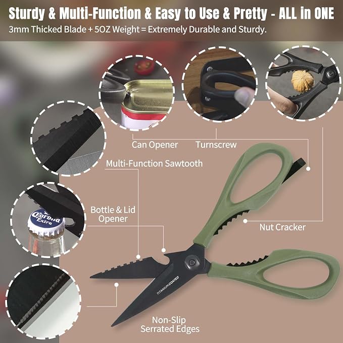 Kitchen Scissors All Purpose, Extra Sharp Kitchen Shears - Image 6