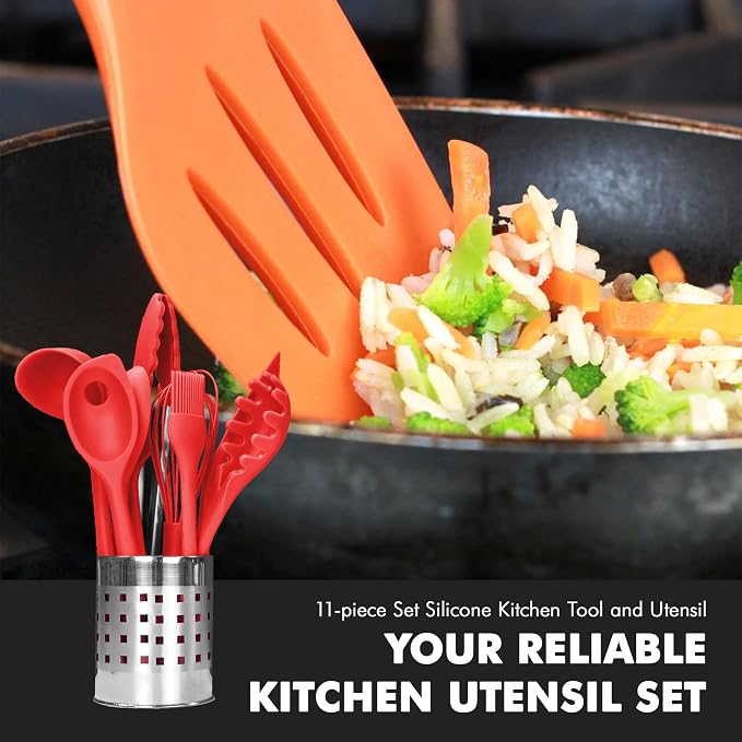 Chef Craft Premium Silicone Kitchen Tool and Utensil Set, 11 Piece Set - Image 5