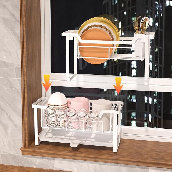 Dish Rack with Drainboard, Organizes Dishes and Bathroom Items - Image 6
