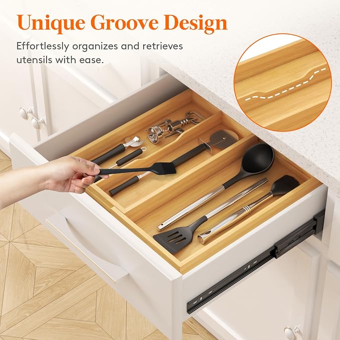 Lifewit Utensil Organizer for Kitchen Drawer, Expandable Cooking Utensil Tray - Image 7