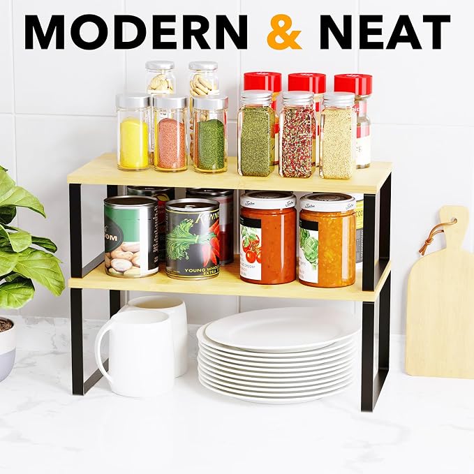 SpaceAid Cabinet Shelf Organizers 8 Pack, Kitchen Counter Rack Shelves Riser - Image 5