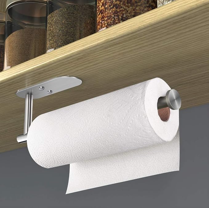 VAEHOLD Adhesive Paper Towel Holder Under Cabinet Mount, Wall Mounted Paper - Image 6