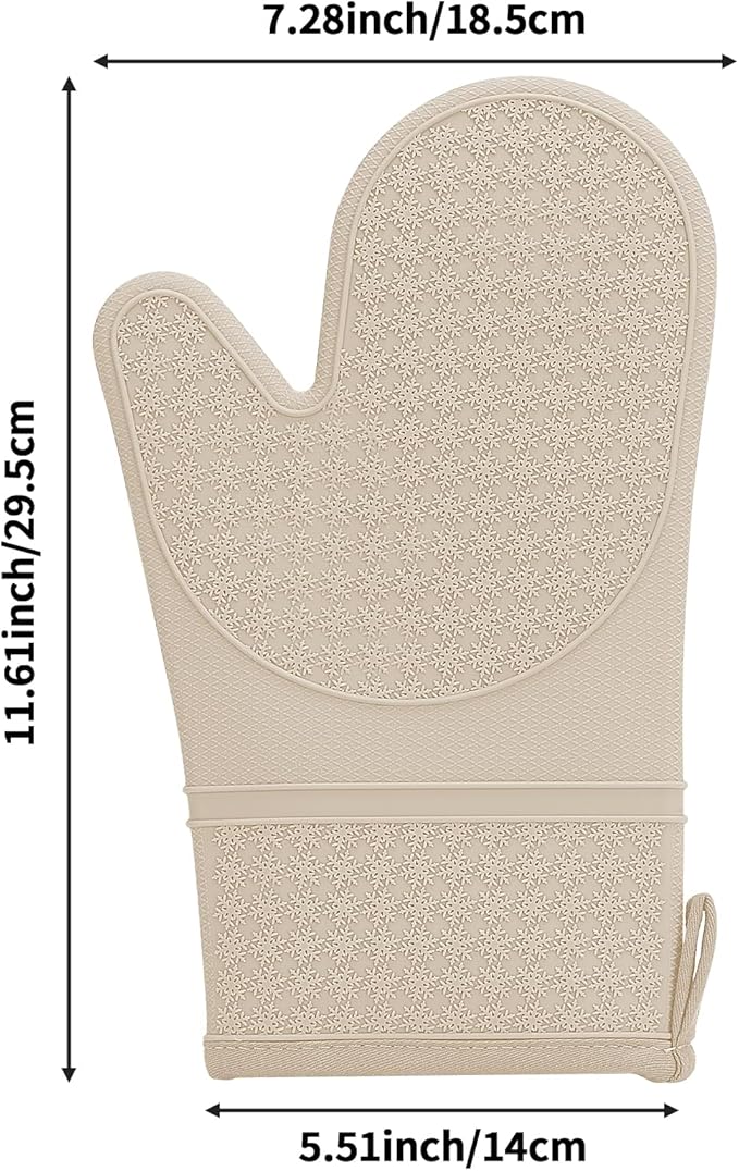 Hovico Silicone Oven Mitts, Heat Resistant 500F Kitchen Mitts 2PCS, 11.6" - Image 2