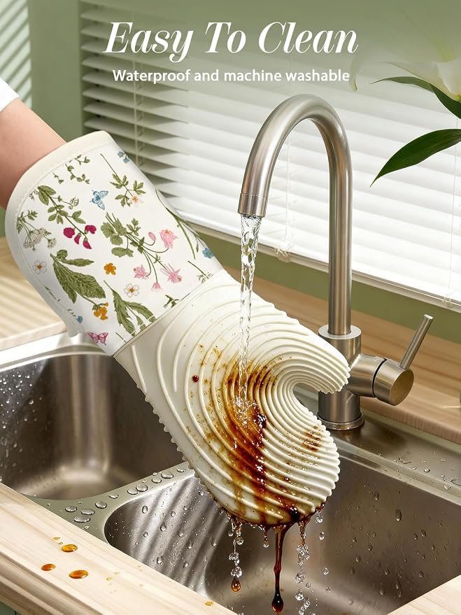 Slohif Long Silicone Oven Mitts Heat Resistant - Image 4