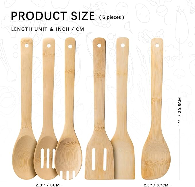 Wooden Spoons for Cooking, Wooden Spoon & Wooden Spatula, Bamboo Cooking - Image 2