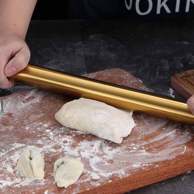 Berglander Gold Rolling Pin, 16.7 Inches Stainless Steel Matte Finish - Image 7
