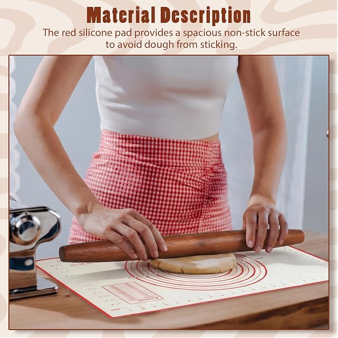 4 Pcs Sapele Wood French Rolling Pin Set Tapered and Mini Wooden Rolling - Image 4