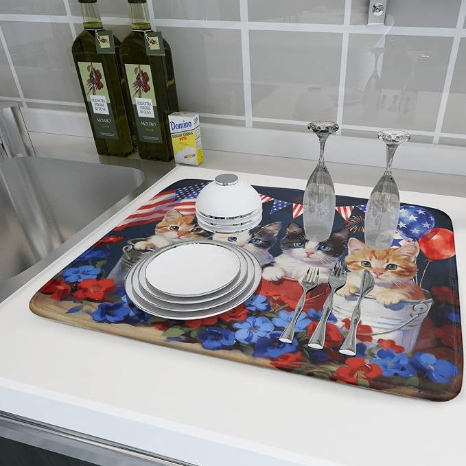 4th of July Drying Mat for Kitchen Counter 18 X 24 in Patriotic Printed Dish - Image 6