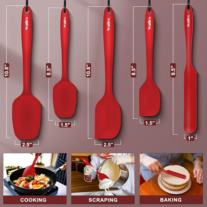 Walfos Silicone Spatula Set of 5-600°F Heat Resistant Kitchen Scraper Spatulas - Image 5