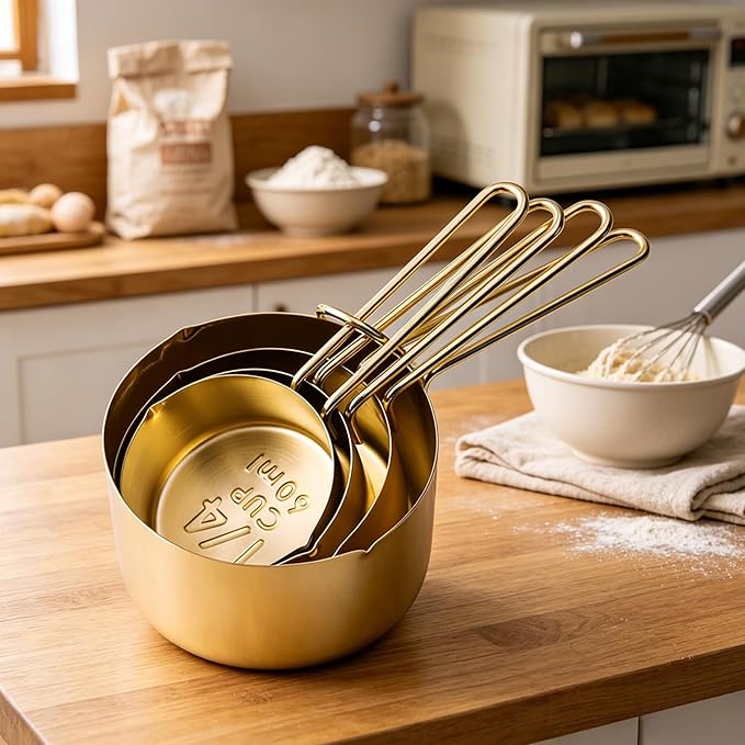 4pcs Stainless Steel Measuring Cups Set Kitchen Accessories Baking Tea Coffee - Image 6