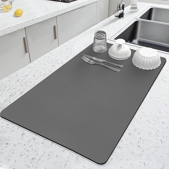 LOPNUR Kitchen Dish Drying Mat, Diatomite Coffee Mat, Super Absorbent Dish by LOPNUR