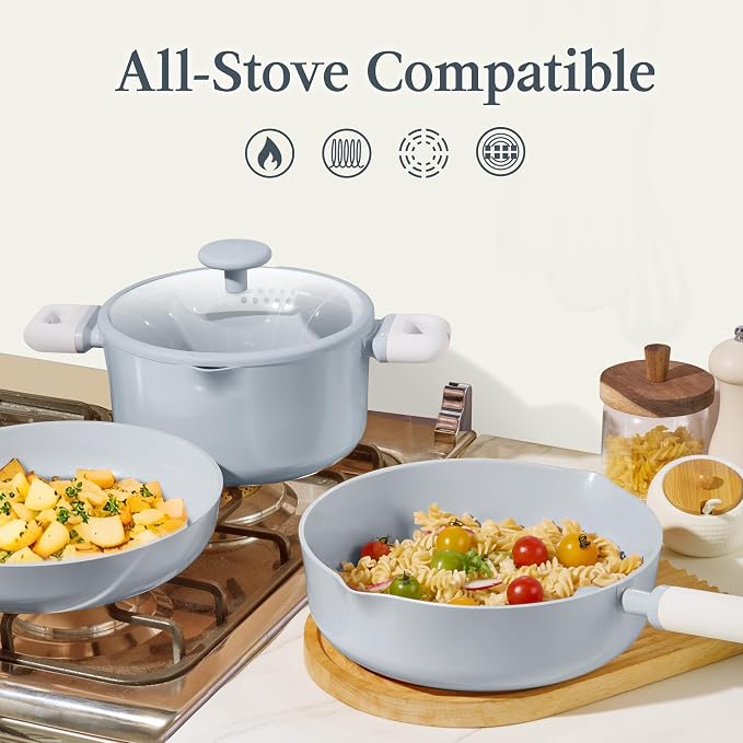 CAROTE Pots and Pans Set Nonstick, Ceramic Cookware Set, PFAS PTFE Free - Image 5